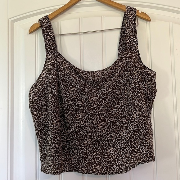 Leopard Print 100% SiLK Crop Cami Tank 1X - Picture 1 of 5